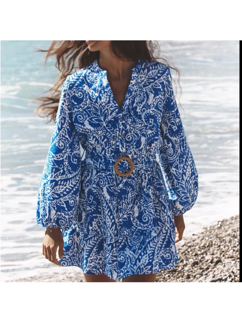 Zara embellished blue mini dress